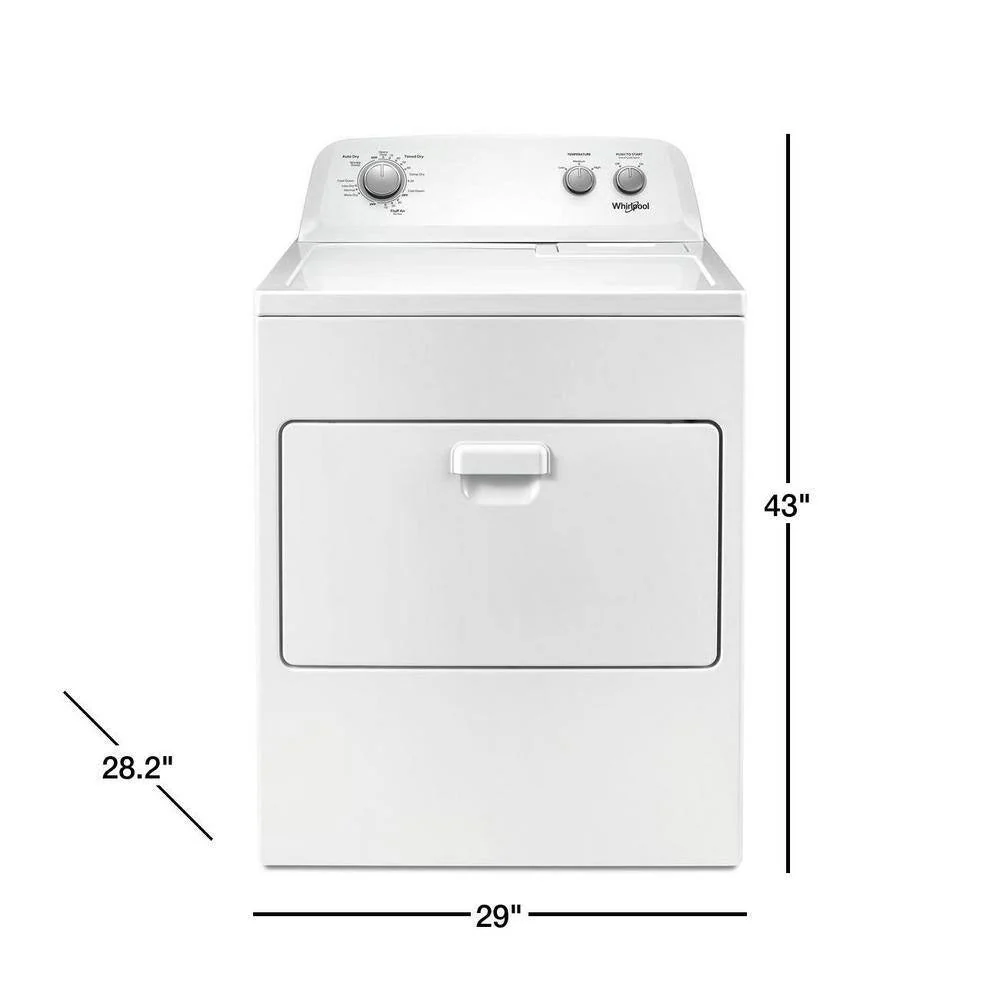 Whirlpool 7.0 cu. ft. electric clothes dryer, AutoDry™ system, Wrinkle Shield™, white (2025 model year)