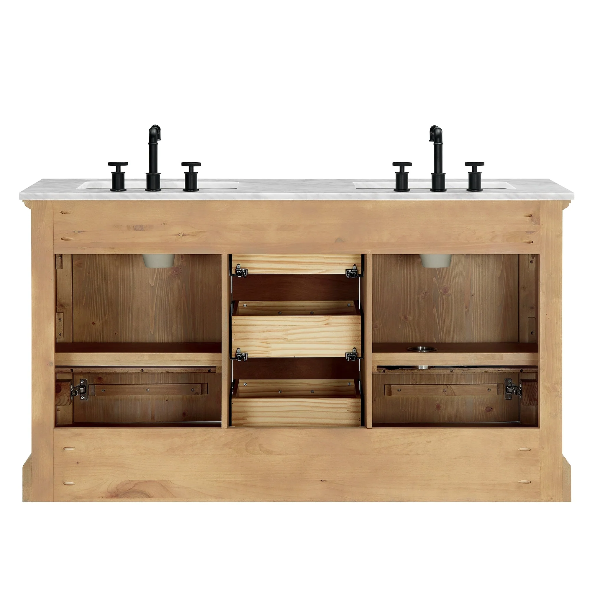 Hervas Bath Vanity with Natural Marble Top without Mirror