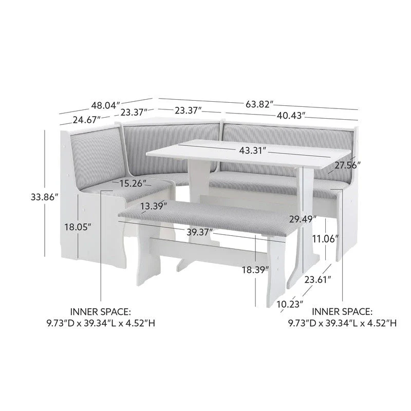 Sedley Farmhouse Nook Dining Set with Storage