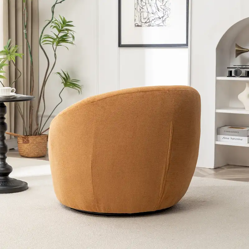 Swivel Barrel Chair - 360° Rotation - Boucle Fabric