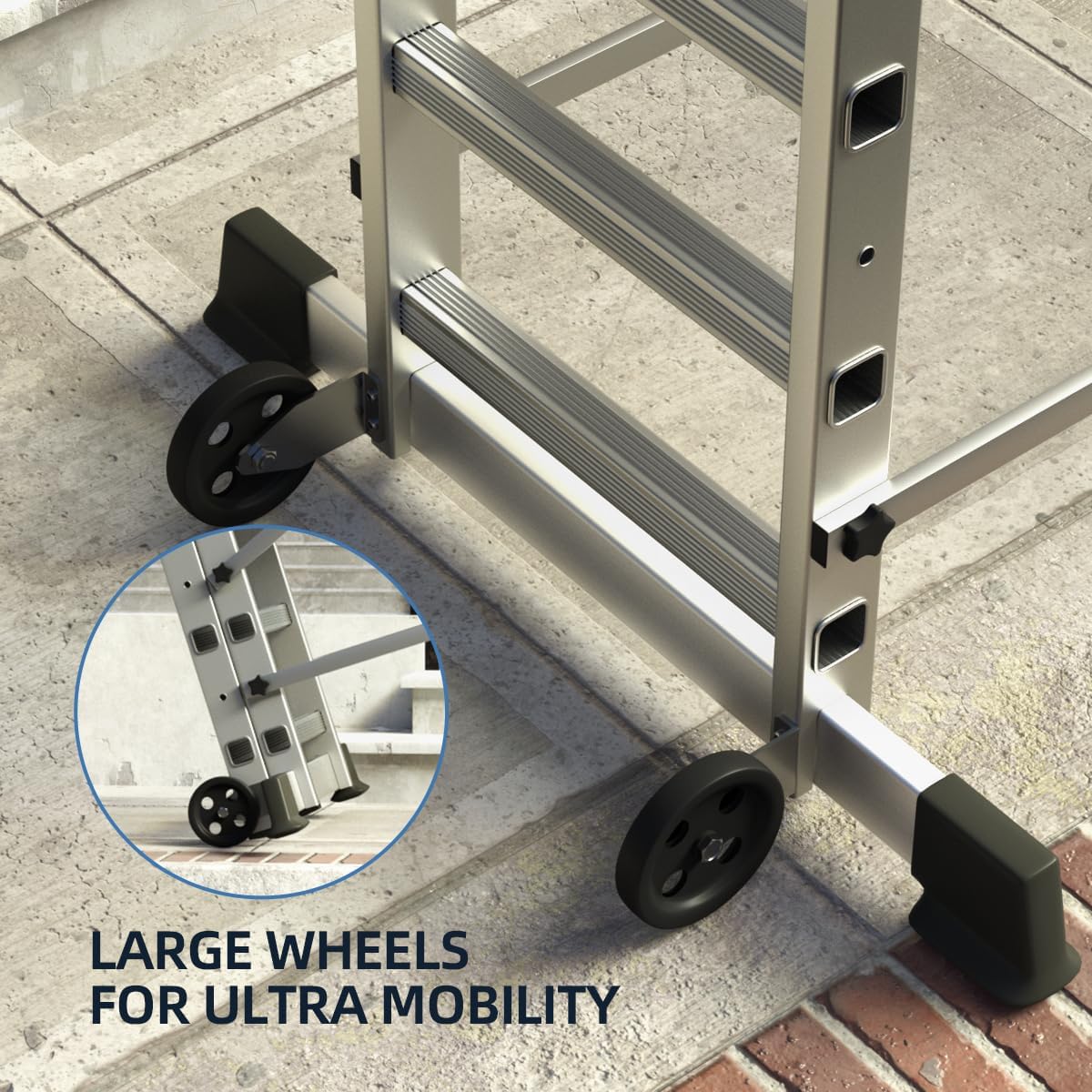 Foldable Scaffolding Ladder, Multipurpose Rolling Work Platform, Scaffold Tower, Ladder Stool Bench, Adjustable Platform, 330 Lbs Duty Rate