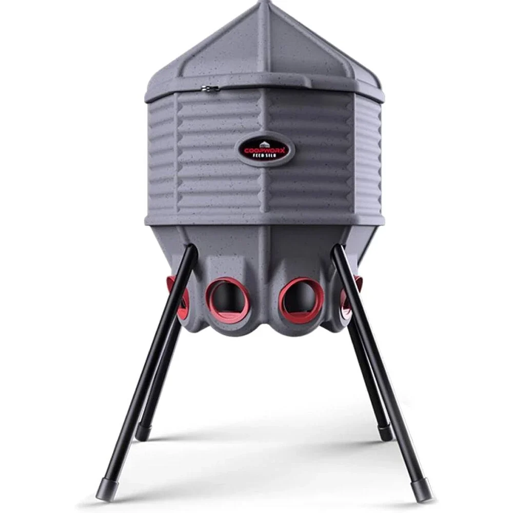 80lb Poultry Feeder, Adjustable Height, UV Stable, Weather Resistant, 8 Ports, Made in USA