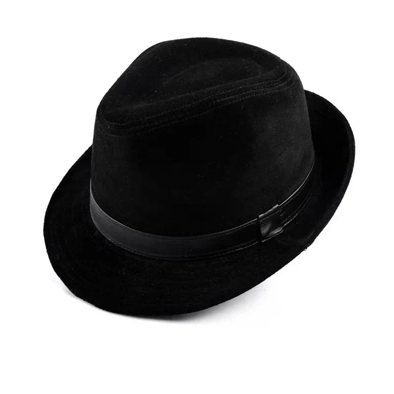 Bayeux Black Genuine Leather Trilby Hat
