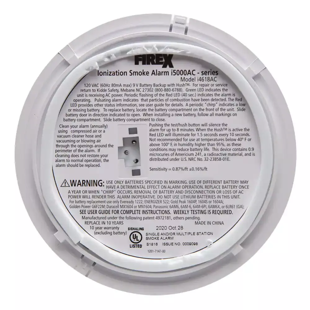 i4618 4-Pack Hardwired Smoke Alarm with Ionization Sensor, 120V AC, 9V Battery Backup