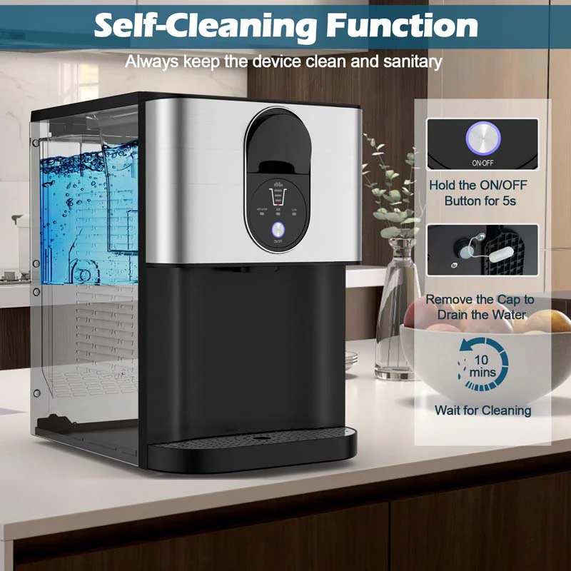 56 LBS/24H Nugget Ice Maker Countertop, Self-Dispensing Pepple Chewable Ice Making Machine with Self-Cleaning System