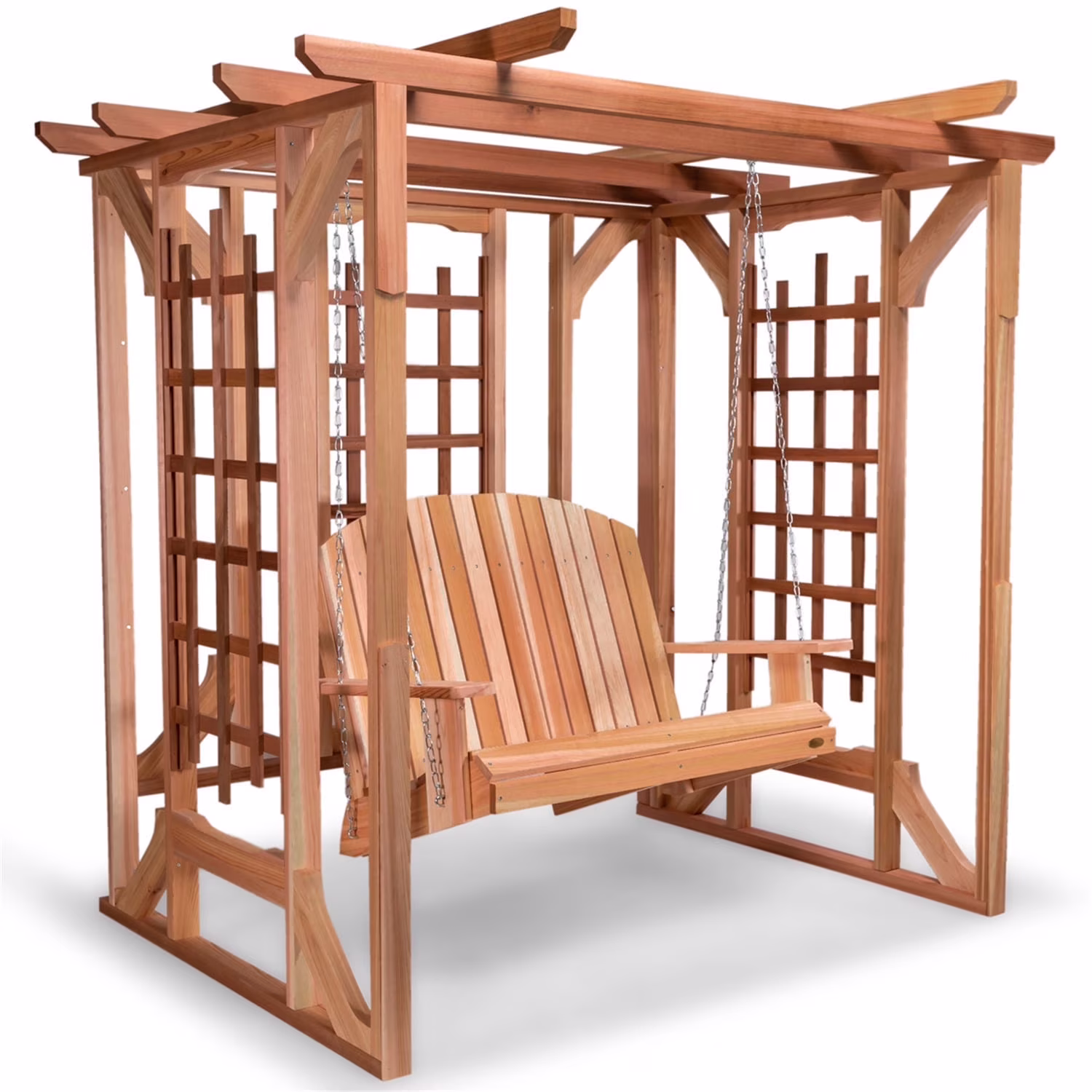 All Things Cedar PO72-S Cedar Pergola Garden Arbor Swing Outdoor Set - 82L x 72W x 74H