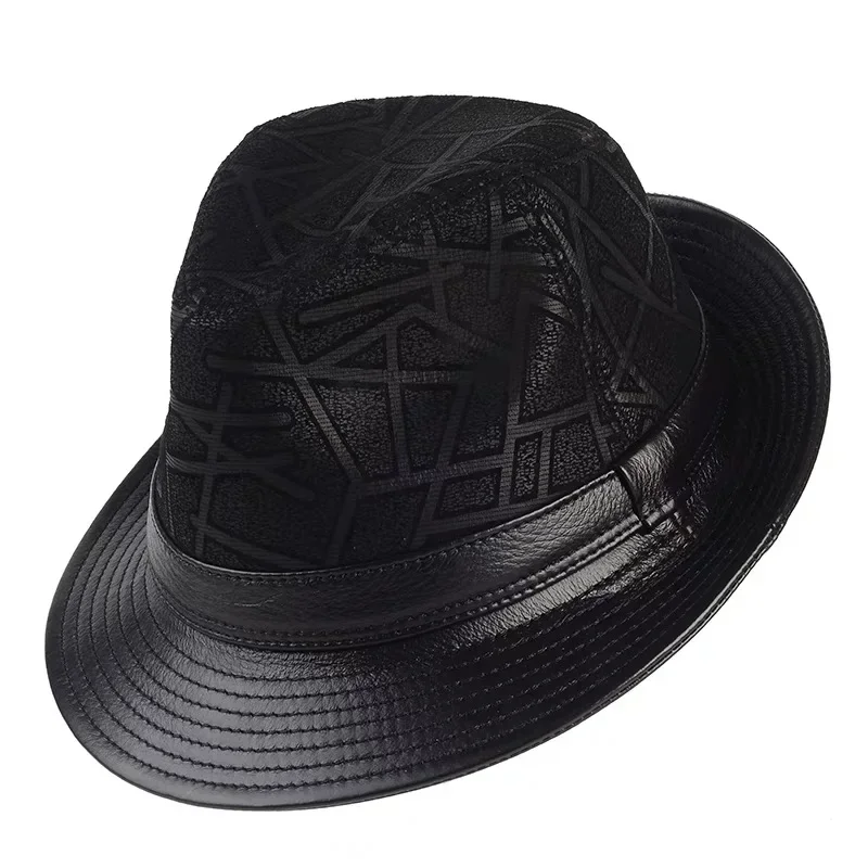 Bayeux Black Genuine Leather Trilby Hat