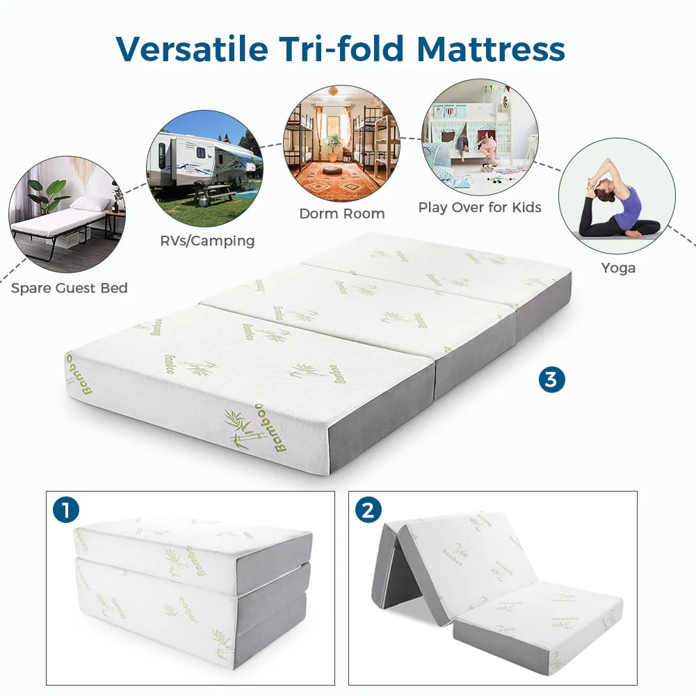 6 inch Queen Memory Foam Folding Mattress - 78" x 58" x 6"