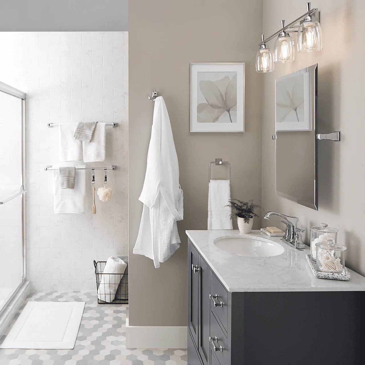 Chandler 26" x 22" Square Tilt Bathroom Mirror, Chrome