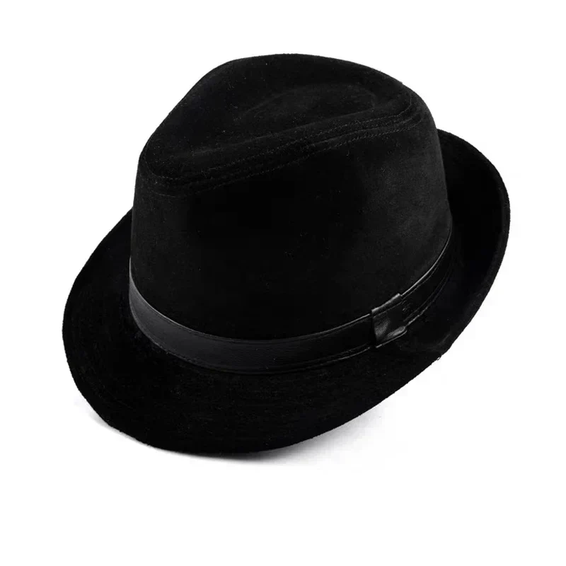 Bayeux Black Genuine Leather Trilby Hat