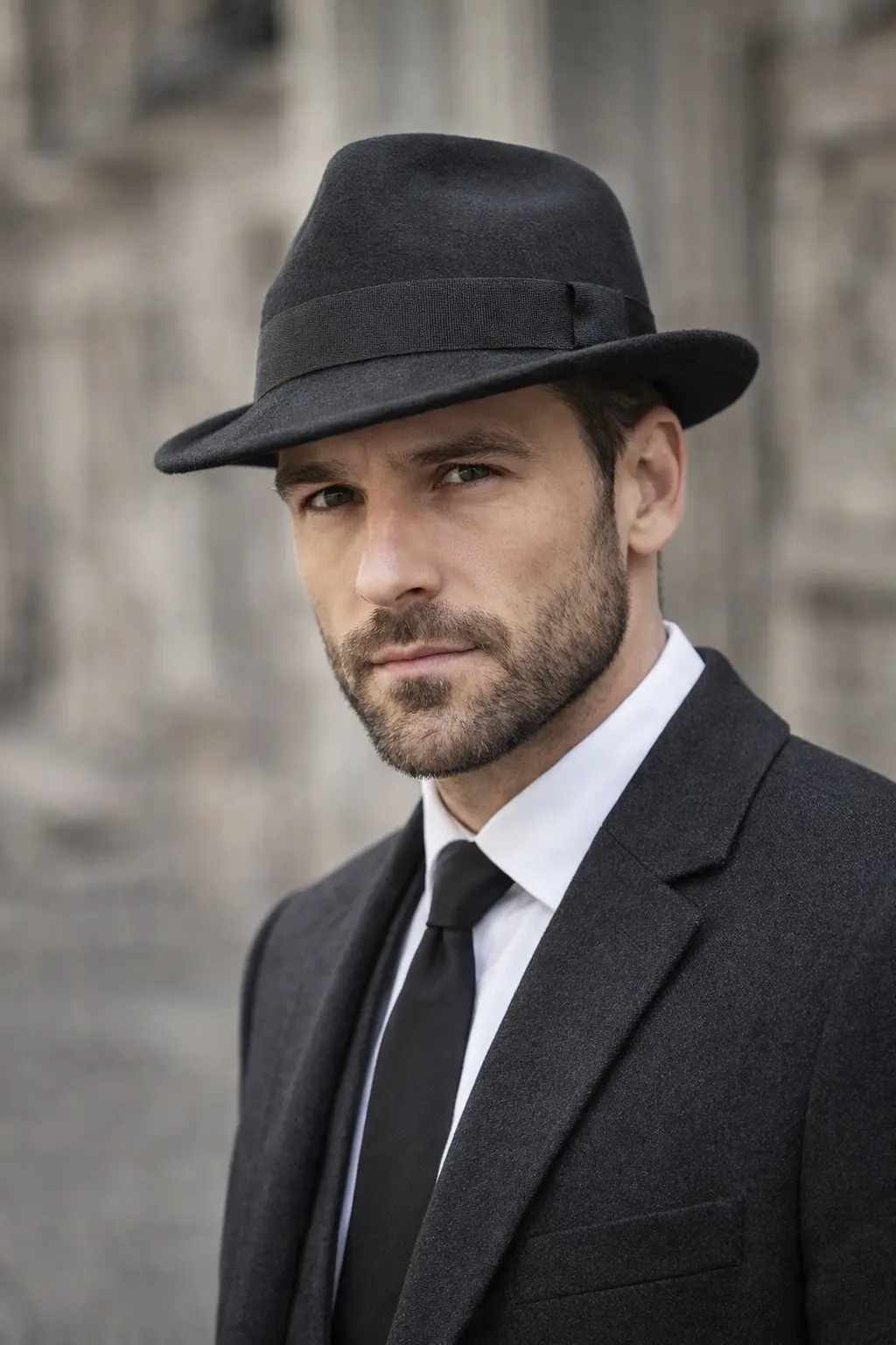 Amstrong Small Brim Black Wool Trilby Hat