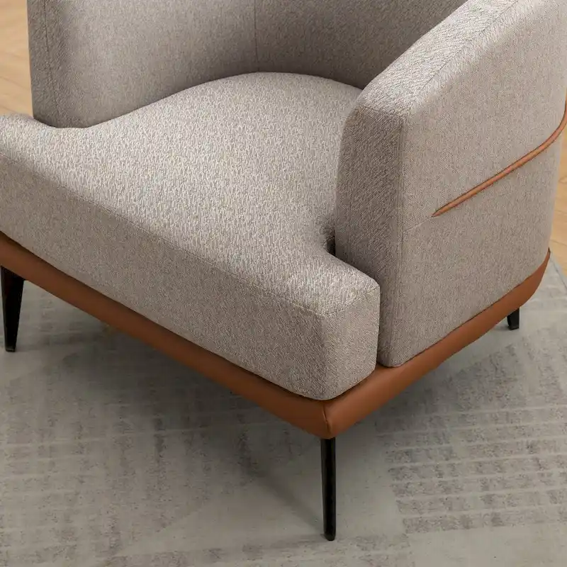 Modern Two-tone Barrel Fabric Chair
