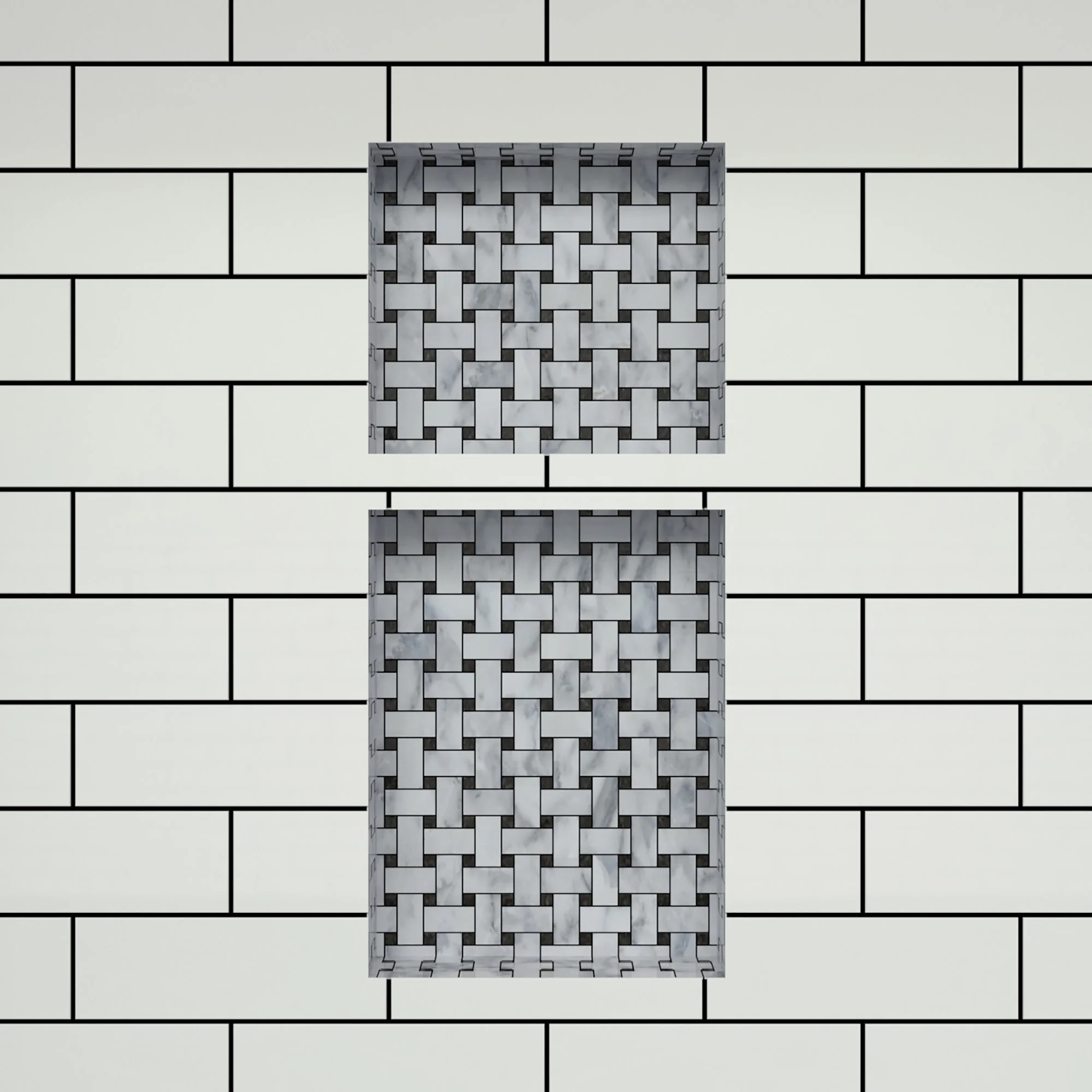 Tile Redi RND1614S-20 Redi Niche 16" x 34" x 4" Double Recessed Shelf Gray