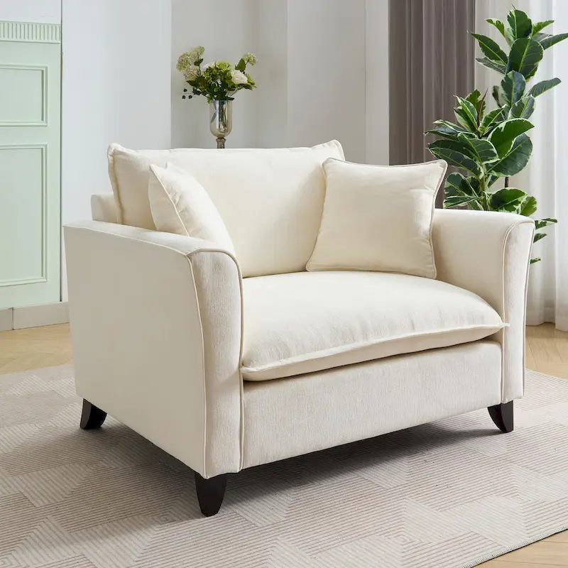 Oversized Chenille Fabric Armchair