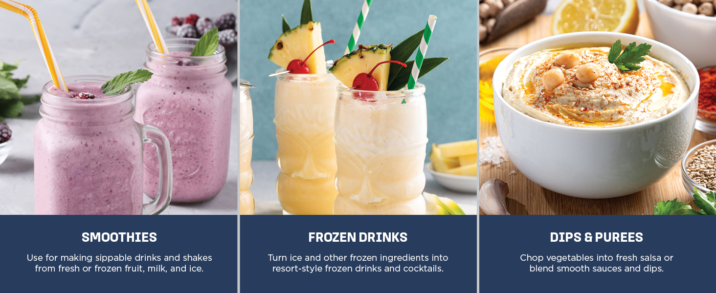 Make Smoothies, Frozen Drinks, Dips & Purees, and More