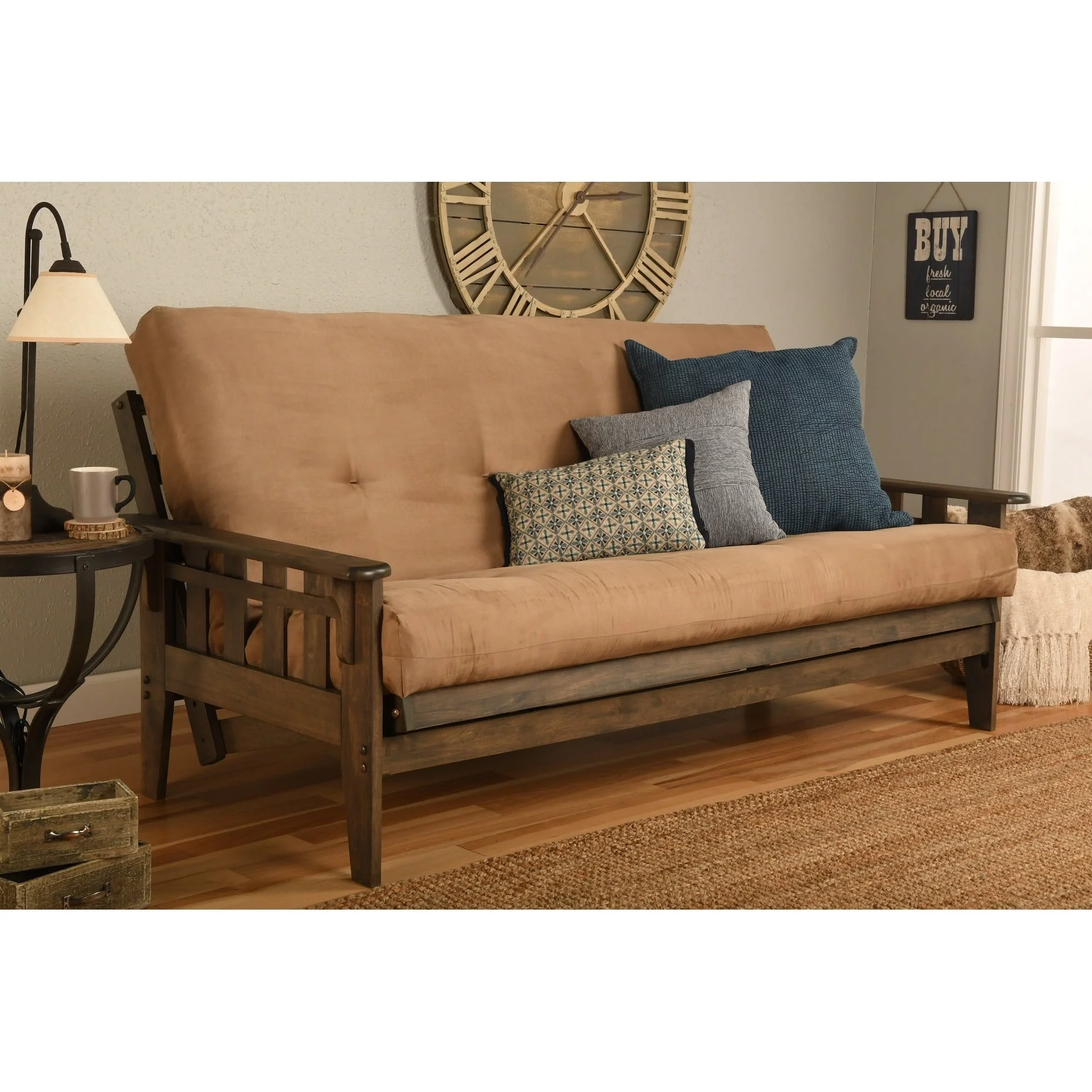 Somette Tucson Full-size Rustic Walnut Futon Set with Mattress