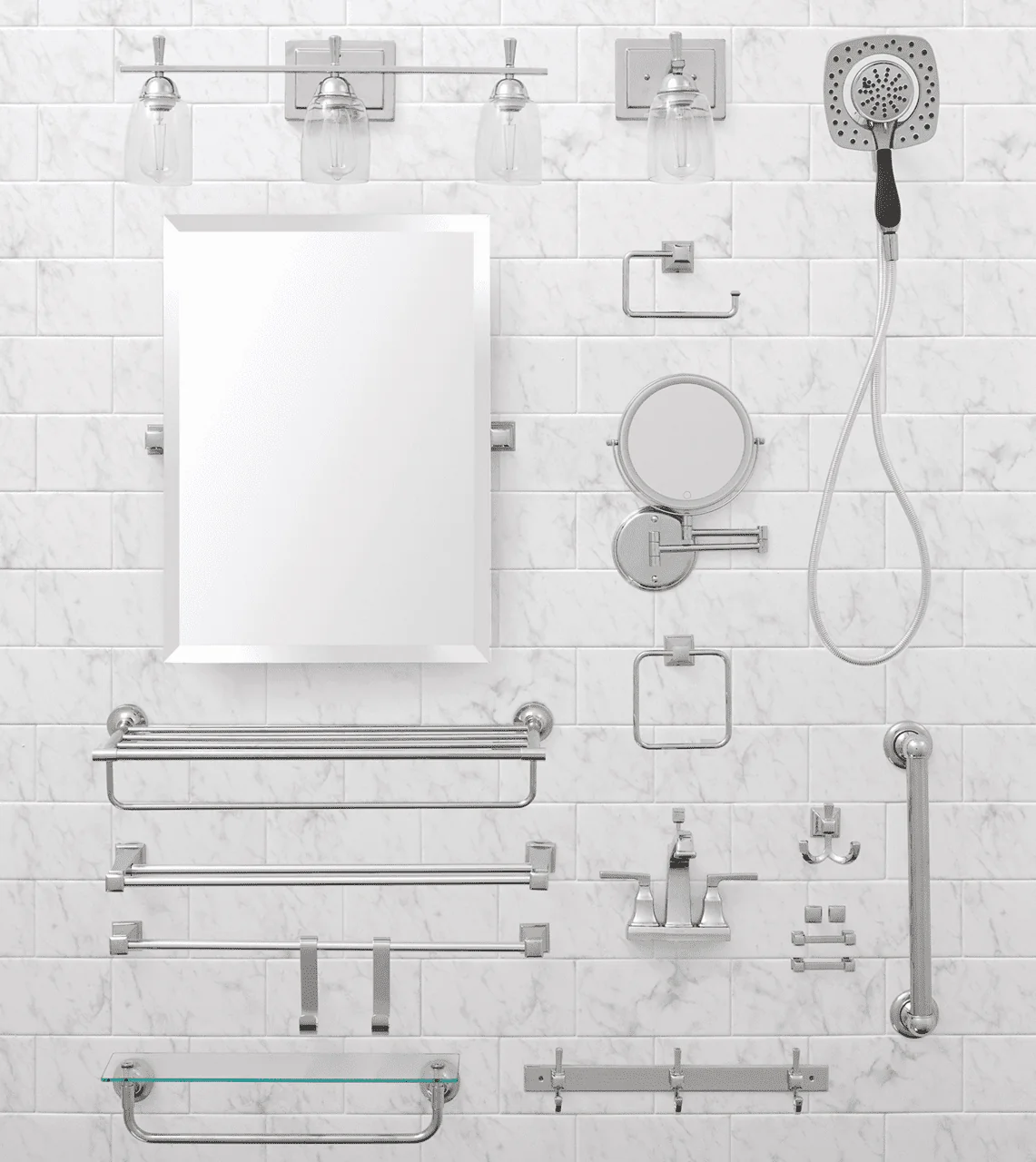 Chandler 26" x 22" Square Tilt Bathroom Mirror, Chrome