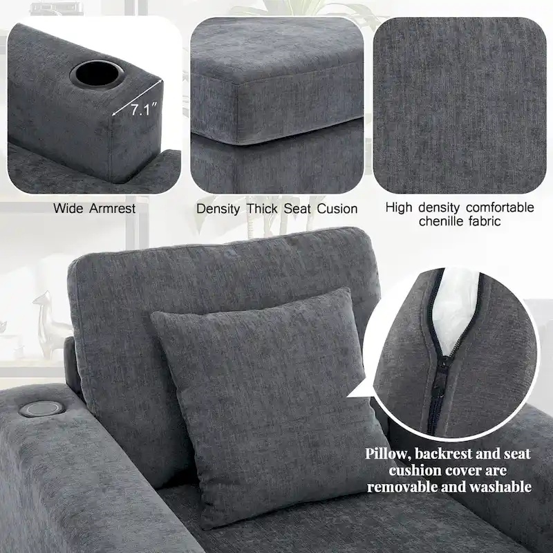 Three sizes Oversized Chaise Lounger with Pillows