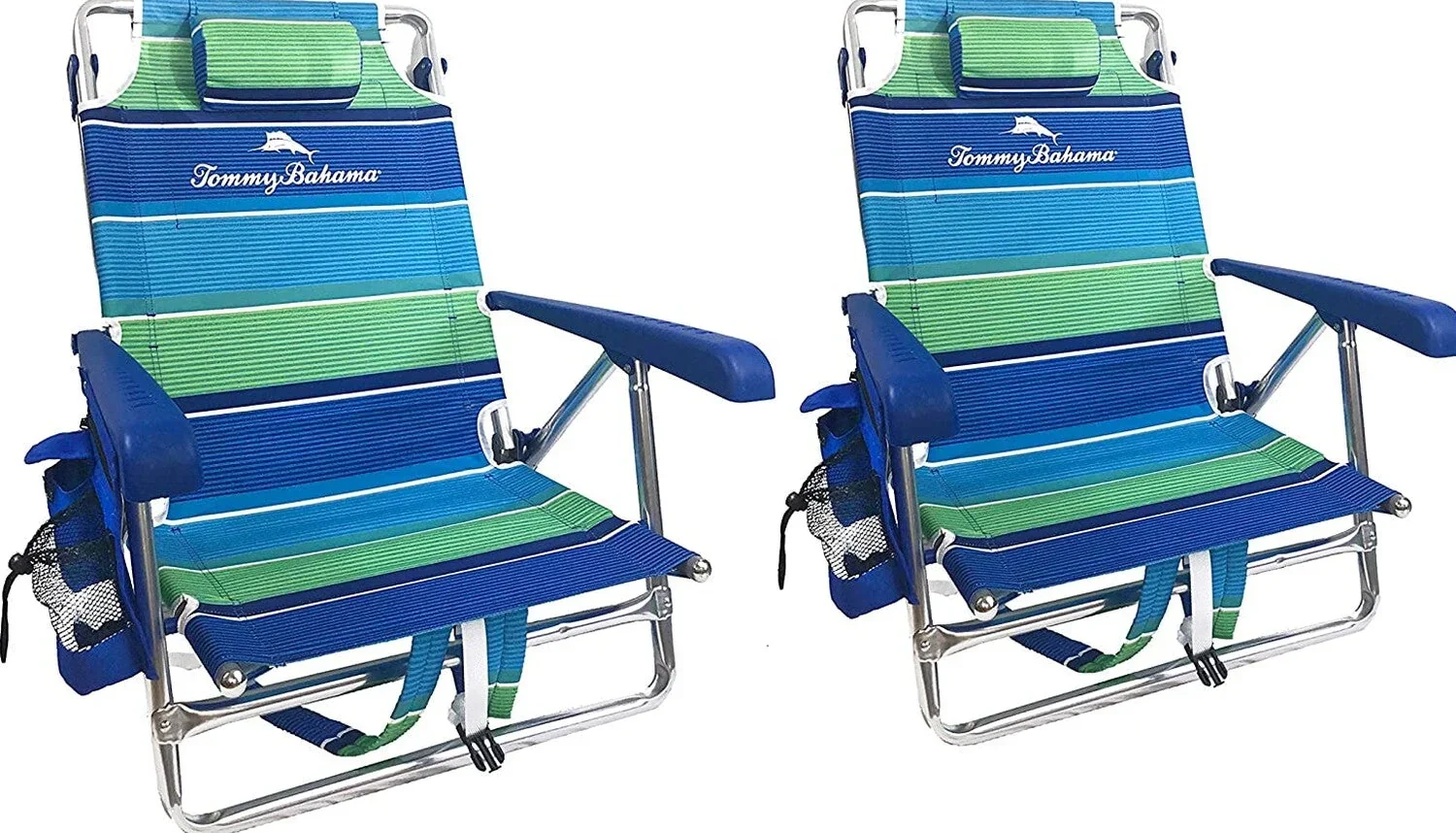 2 Backpack Beach Chairs with Storage Pouch and Towel Bar