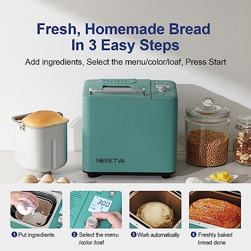 Neretva Bread Maker Machine , 20-in-1 Automatic Breadmaker with Sourdough Setting