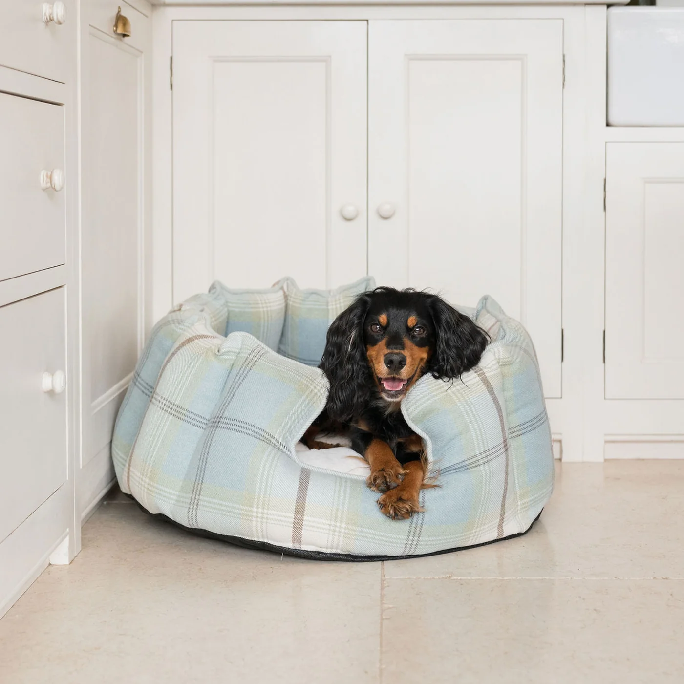 High Wall Bed For Dogs in Balmoral Tweed
