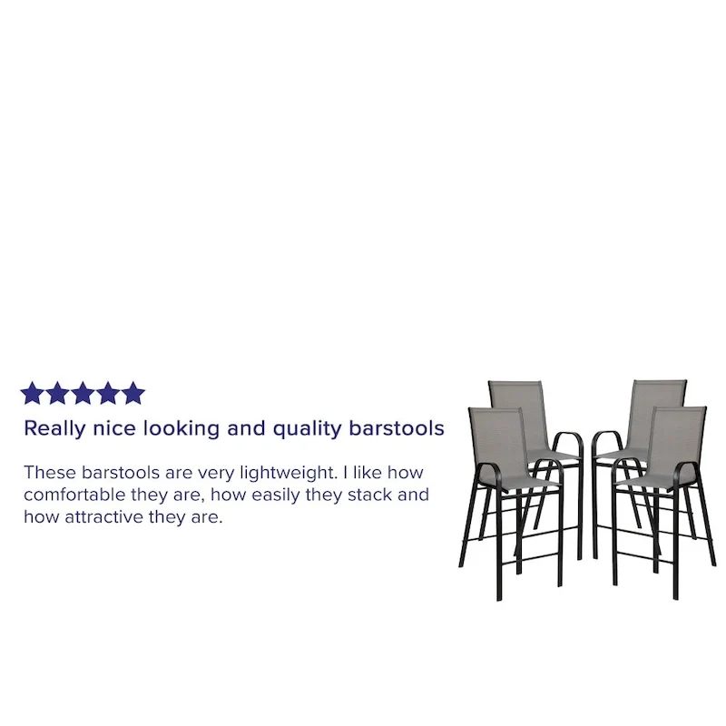 4 Pack Outdoor Barstools with Flex Comfort Material - Patio Stool