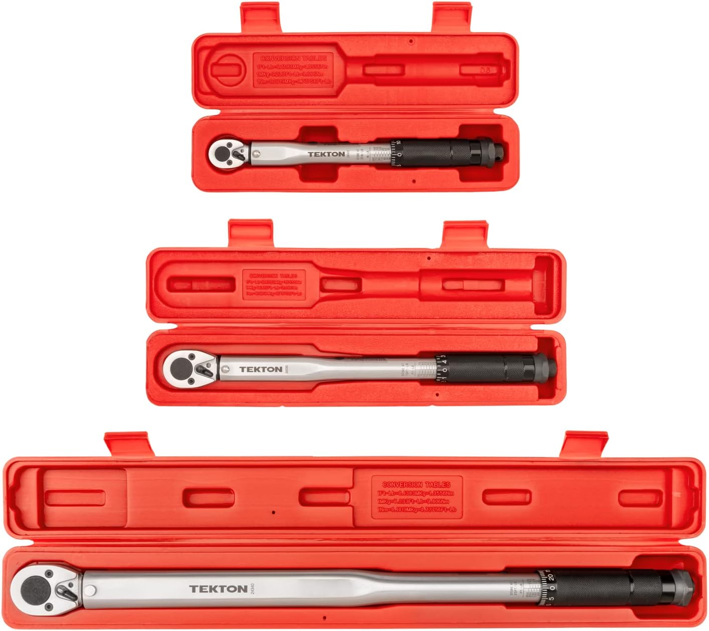 TEKTON Torque Wrench Set 1/4 3/8 1/2 Inch Micrometer 3-Piece