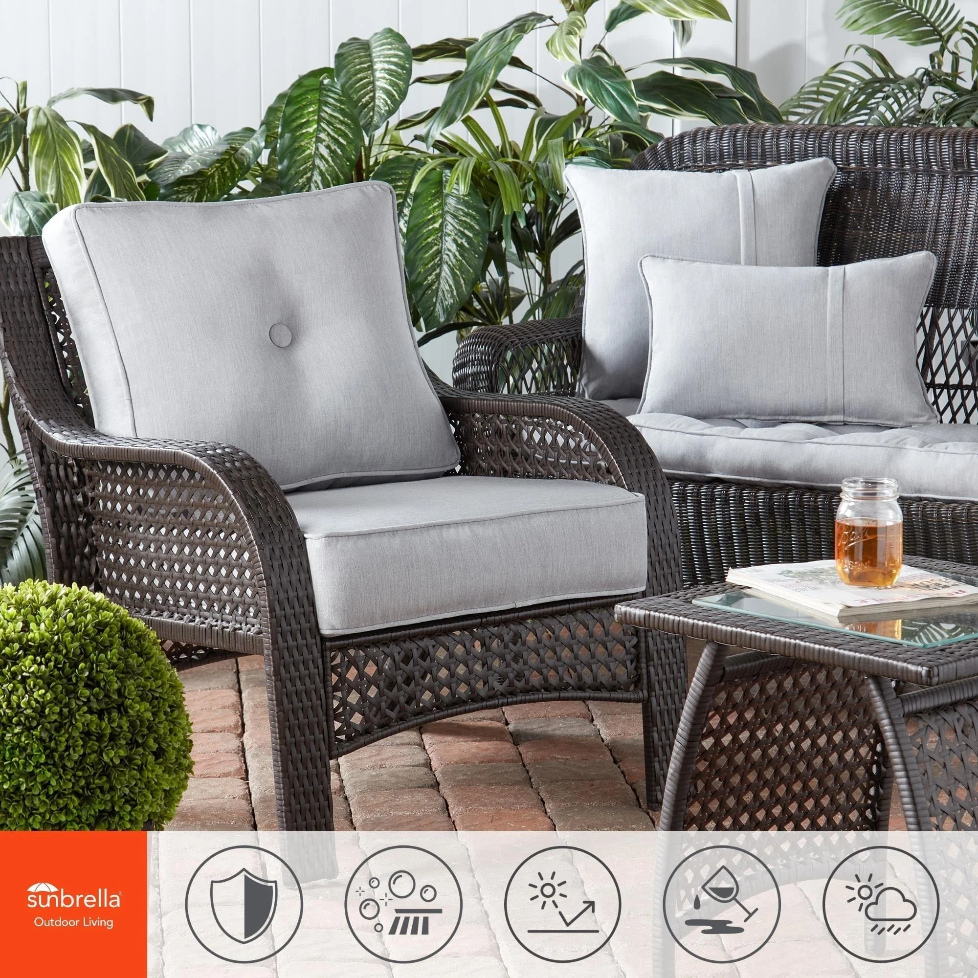 Sunbrella 2-Piece Premium Deep Seat Outdoor Cushion Set