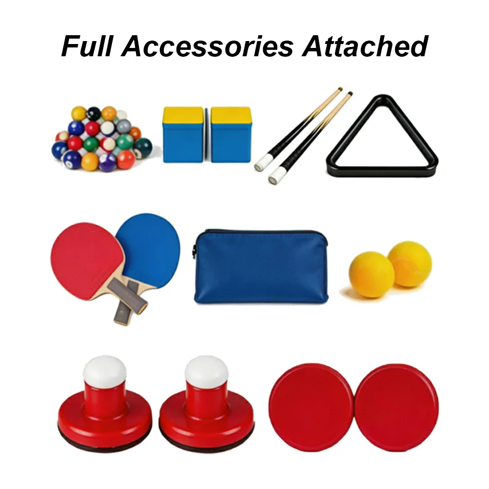 Eeeza 4 In 1 Multi-functional Game Table with Full Accessories for Home, MDF, 7Ft