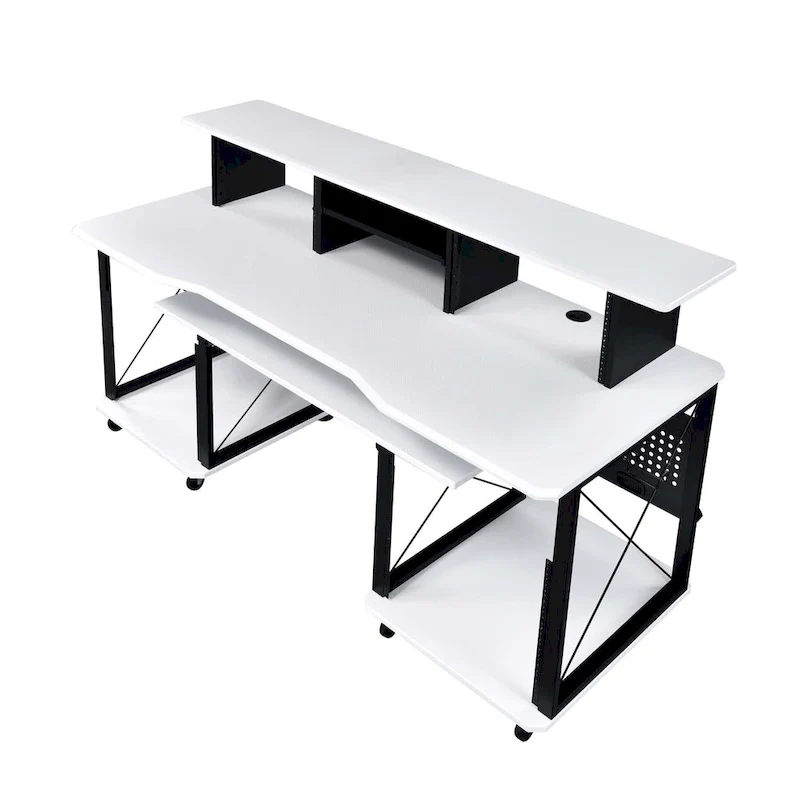 Rectangular Music Desk with 8 Wheels and 1 Keyboard Tray