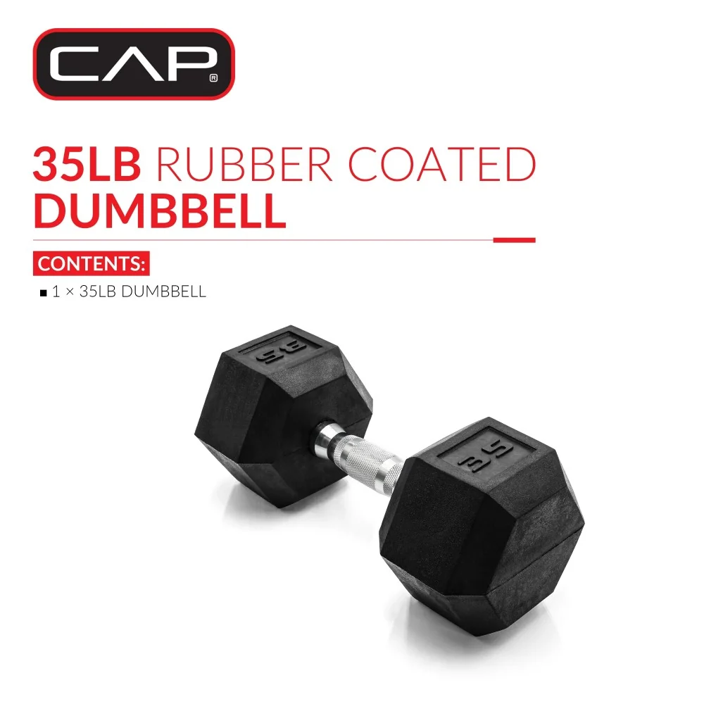 (2 pack) CAP Barbell, 35lb Coated Hex Dumbbell, Single
