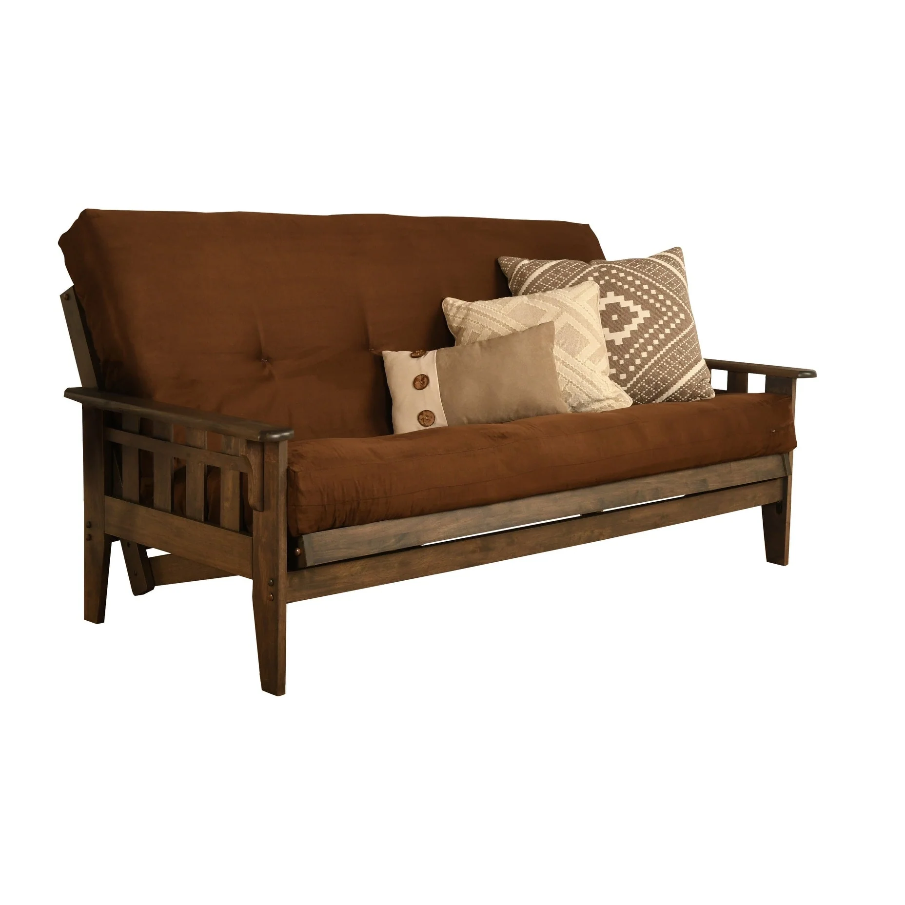 Somette Tucson Full-size Rustic Walnut Futon Set with Mattress